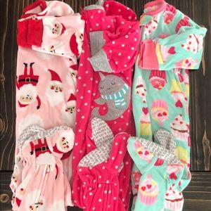 3 Carters zip front fleece pajamas